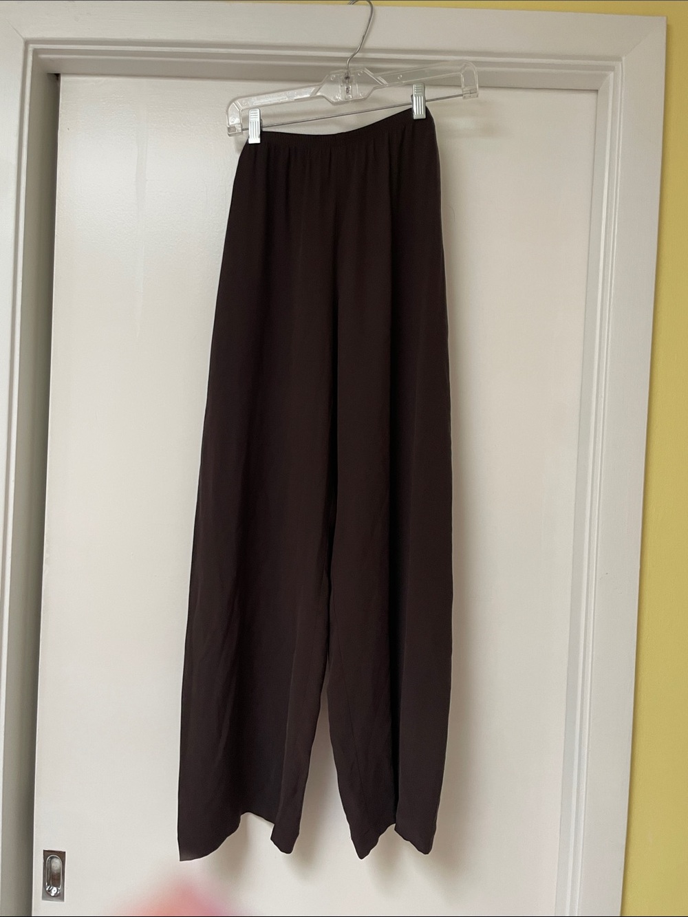 Eileen Fisher Dark Brown/Purple Wide-Leg Elastic Waist Pants